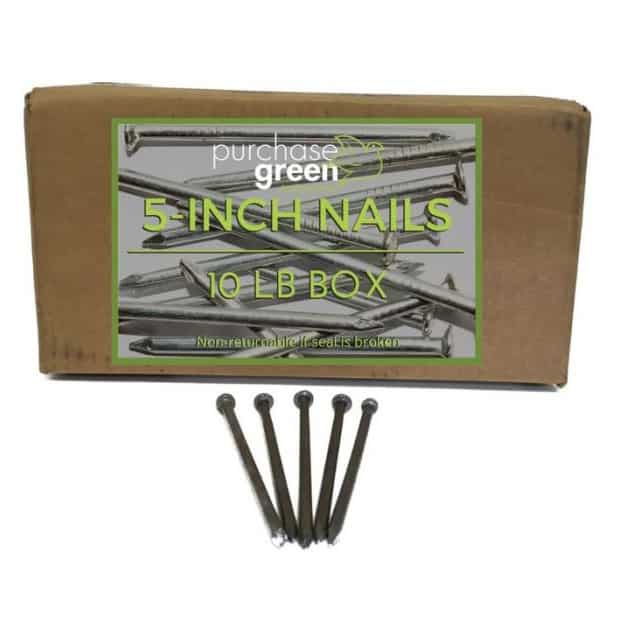 Fasteners: 5 Inch Spike Nails - 10 lb box